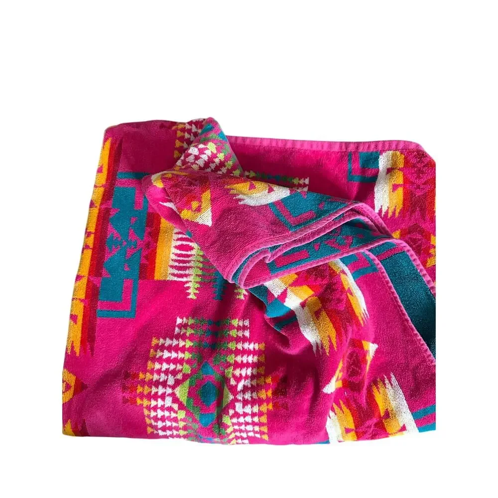 Pendleton Chief Joseph Beach Towel Hot Pink Southwestern Tribal